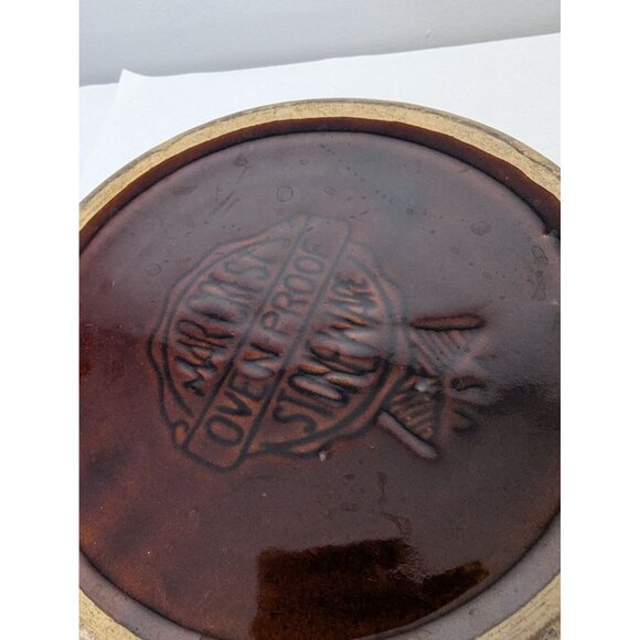 Vintage Marcrest Stoneware Daisy Dot Covered Dish Crock With Lid Brown - Picture 8 of 8